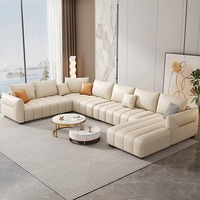 Sofás de Cuero Blanco Crema Modernos de Alta Gama para Sala de Estar, Venta al por Mayor, Muebles de Sala de Estar, Juego de Sofás Seccionales