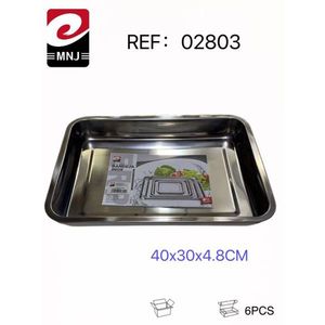 Vassoio portaoggetti a un livello in acciaio inossidabile dal design minimalista 40*30*4.8cm per uso cucina - Product Image 1