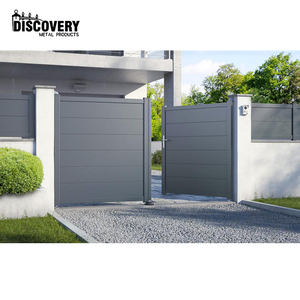 Villa siyah dış alüminyum Driveway kapıları salıncak kapısı çift salıncak kapısı otomatik açık alüminyum kapı giriş için - Product Image 3