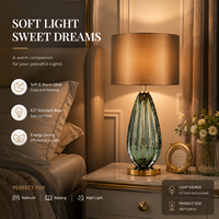 Lampe de table sans fil moderne de luxe en verre, abat-jour en tissu en forme de champignon, E27, lampe de chevet, lampe de nuit, décoration pour chambre à coucher, salon, hôtel