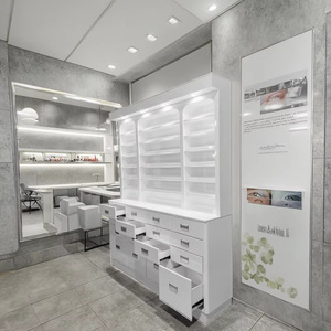 Vitrine à vernis à ongles blancs avec éclairage LED, 12 tiroirs, étagère murale pour salon de manucure, armoire de rangement cosmétique pour la beauté - Product Image 4
