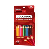 Ensemble de crayons de couleur triangulaires de 12 couleurs avec taille-crayon pour enfants, dessin artistique scolaire, logo personnalisé disponible