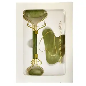 Hot selling products 2022 High Quality natural Green Jade Roller and Gua Sha set massage gua sha stone