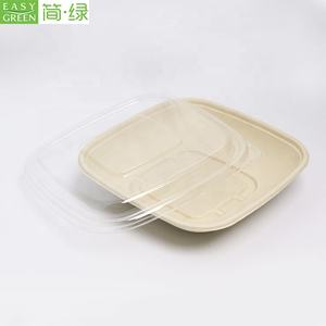 Tek kullanımlık gıda kapları 48oz, kare gitmek için konteynerler, salatalar, meyveler, hafif yemekler için kapaklı Bagasse kağıt kaseler - Product Image 2