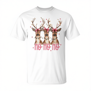 Camiseta Navideña Promocional con Diseño de Reno y Ciervo Ho Ho Ho - Product Image 2