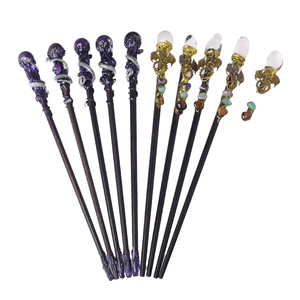 Wholesale Longfei Natural Amethyst Crystal Carved Folk <b>Art</b> Animal Shape Angel <b>Dragon</b> Magic Wand for Wicca Black Gold Fashion - Product Image 1