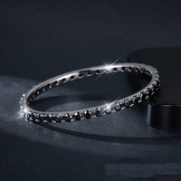 Bracelet de cheville et jonc Madonna Fine Jewelry plaqué or blanc 18 carats, style hip-hop, serti de moissanite noire, pour hommes et femmes