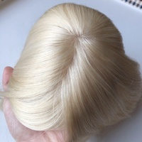 TP04 Farbe 613 # platin blonde Mono basis Jungfrau Remy Menschenhaar Lady Topper 5,5x6 Mono filament Toupet Haarteil für Frauen