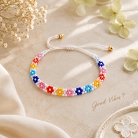Gelang Manik-manik dengan Pola Bunga Multiwarna Dapat Disesuaikan 28cm Perhiasan Hadiah Wanita Lucu 2.2g