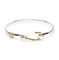 Bracelet jonc à hameçon classique fabriqué sur Cape Cod Bracelet en acier inoxydable plaqué or jaune cadeau pour mari