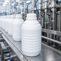 Bouteille en plastique ronde à base carrée en HDPE de 1000 ml avec bouchon à vis, surface givrée, col de 42 mm pour l'emballage de produits chimiques industriels et de détergents