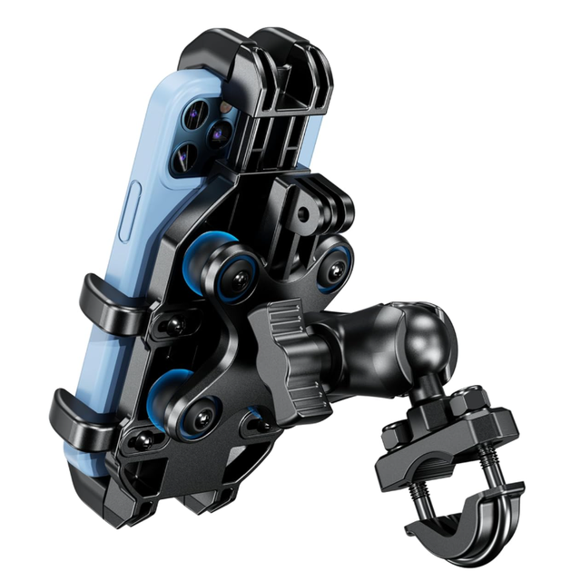 Motorcycle Phone Mount Holder with Vibration Dampener Anti-Shake Handlebar Cellphone Cradle for Bike Bicycle