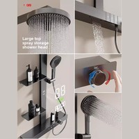 Ensemble de douche mural en laiton brossé de luxe léger chinois avec cartouche céramique à température constante pour salle de bain, eau chaude et froide