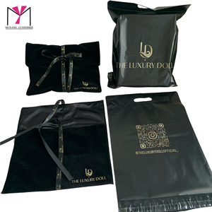 Bolsa de Regalo de Satén Negra con Logotipo Personalizado MUYANG, Bolsa de Terciopelo para Guardar Cabello - Product Image 1