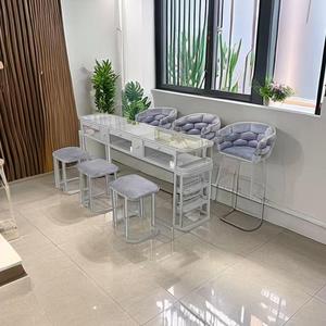 Set di tavoli e sedie per Manicure grigio nuovo modello di mobili da salone per Nail depolveratore tavolo Manicure Nail Desk - Product Image 3