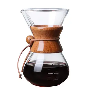 Bán Buôn Giá Rẻ 1 Cup 2 Cup 3 Cup Tốt Đổ Qua Glass Coffee Maker Bằng Gỗ Colar Không Cần Giấy Chậu Rắn Sản Xuất Tại Trung Quốc