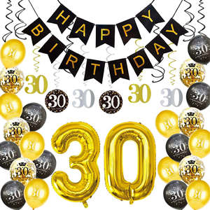 Set di Palloncini e Striscione di Lusso Ecologici e Durevoli per <span class=keywords><strong>Compleanno</strong></span>, Decorazioni per Feste in Nero e Oro per 18°, <span class=keywords><strong>20</strong></span>°, 30°, 40°, 50° <span class=keywords><strong>Compleanno</strong></span> - Product Image 3