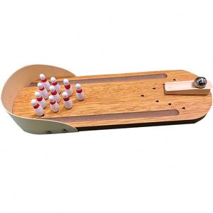 Mini jeu de <span class=keywords><strong>bowling</strong></span> de bureau en bois avec éjection par le doigt, ensemble de boules de <span class=keywords><strong>bowling</strong></span> miniatures pour enfants en intérieur - Product Image 2