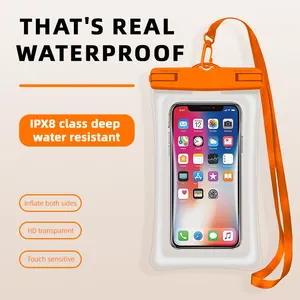 Transparent IPX8 Airbag Floating Waterproof Phone Dry Bag Outdoor Swimming Diving Phone Pouch With Armband