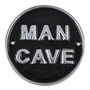 Letrero de cueva de hombre más tendencia Letrero de pared general Letrero de metal exclusivo de aluminio fundido decorativo en forma redonda - Product Image 1
