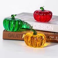 Figurine citrouille en verre transparent effet cristal sablé, 5,5 cm, décor d'Halloween, presse-papiers artisanal, centres de table pour la maison, économique