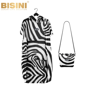 BISINI série d'impression Logo personnalisé motif imprimé zèbre <span class=keywords><strong>3</strong></span> en 1 compressible Robe à langer sac de rangement polyvalent serviette de plage - Product Image 1