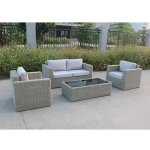 Phật sơn Patio đồ nội thất Set 4 chỗ ngồi BIỆT THỰ VƯỜN PE mây phòng chờ sofa