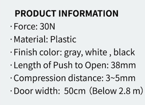SH-ABC FT-H30-G Schranktür-Federverschluss Kunststoff Geräuschlos Gummibeschichtete Version - Product Image 3