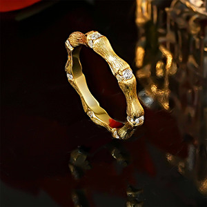 Nuovo Anello in Argento S925 con Motivo Bambù, Anello a Nodo di Bambù Spazzolato Sicuro, Versatile per l'Uso <span class=keywords><strong>Quotidiano</strong></span>, Gioielli da Matrimonio per Donne - Product Image 1