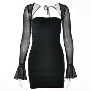 おしゃれなスパイシーな女の子長袖ドレスハイウエストラップヒップスカート - Product Image 6