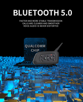Intercomunicador para Motocicleta TOUCARE V6 de 6 Vías con Bluetooth 5.0 - Auriculares Impermeables con Cancelación de Ruido y Función para Compartir Música para Motociclistas y Clubes de Motocicletas