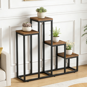Support de plantes d'angle <span class=keywords><strong>sur</strong></span> <span class=keywords><strong>pied</strong></span> <span class=keywords><strong>en</strong></span> métal et <span class=keywords><strong>bois</strong></span> pour pot de fleurs, idéal pour la décoration intérieure - Product Image 3