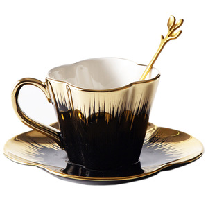 Nordic Luxury Ceramic Petal Coffee Cup Saucer Set High Quality <b>Reusable</b> <b>Mugs</b> for Coffee & Tea - Product Image 1
