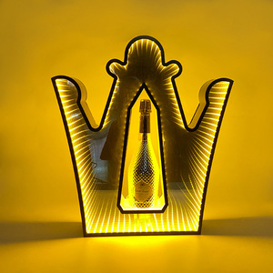 Type <b>Light</b> <b>Led</b> Illuminated <b>Bar</b> Stand Ace Of Spades Shape Mirrored Yellow <b>Light</b> Wine Rack For Party Modern Design - Product Image 2