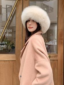 Cappello da pescatore in pelliccia di visone e volpe elegante cappello invernale con tesa in pelliccia di volpe, cappello di pelliccia che lusinga il viso - Product Image 2