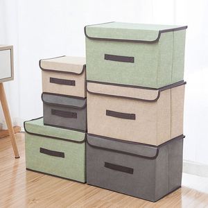 Boîte de rangement rectangulaire minimaliste moderne avec couvercle, en carton non tissé, couleur unie, pliable, pour vêtements, jouets, sac de transport portable - Product Image 3
