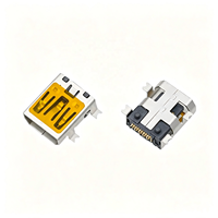 Connecteur Mini USB Type B 10 broches femelle, angle droit, montage supérieur SMD, avec patins de fixation