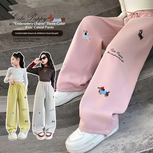 <span class=keywords><strong>Pantaloni</strong></span> Primaverili per Ragazze 2025, Nuovo Stile Trendy, Carini con Stampe Cartoon, Jogger a Gamba Larga per Bambine Più Grandi, Sportivi e Casual - Product Image 4