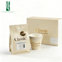 Coffret Cadeau de Café Personnalisé avec Impression Numérique - Combo Sachet Filtre à Café Drip et Emballage Pochette Fond Plat avec Valve de Dégazage
