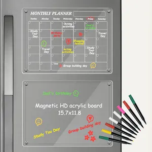 ثلاجة تقويم أكريليك مع خطة شهرية أسبوعية شفافة مخطط جاف مصنع بالجملة