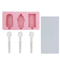 Moule à crème glacée en silicone avec logo personnalisé avec bâtonnets de PP Moule à sucettes glacées OEM pour bricolage Machine à sucettes glacées pour les rafraîchissements d'été