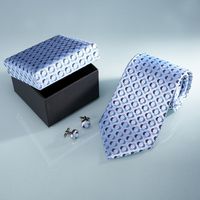 Ensembles de boîte-cadeau de bouton de manchette et de cravate en soie 100% formel classique personnalisé pour les hommes