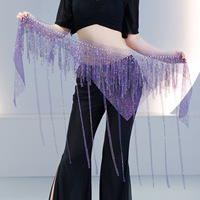 Écharpe de danse orientale scintillante avec strass et pampilles colorées pour femme – Collection Hot Sale