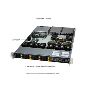 Servidor Barebone AS-1116CS-TN 1U de un solo socket DDR5 ECC NVMe con intercambio en caliente para computación en la nube, alojamiento web y centro de datos - Product Image 2