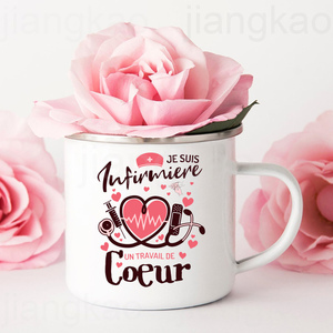 Tasses à café en émail imprimées arc-en-ciel « Meilleure infirmière <span class=keywords><strong>du</strong></span> <span class=keywords><strong>monde</strong></span> », mugs à jus, tasses à lait chaud, cadeau pour infirmière - Product Image 5