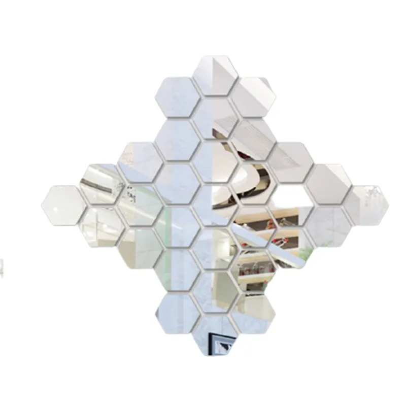 12 pieces/set DIY 3D Mirror Wall Sticker Hexagon Home Decor Acryl Mirror Decor Detachable Art Decor