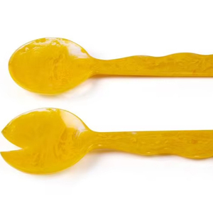 Royal Luxury Cast Resin Dinnerware <b>Set</b> Western Knife Fork <b>Black</b> Resin Handle Cutlery Server Salad Food Spoons - Product Image 1