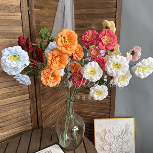 Fleurs artificielles Jinxi en soie, réalistes, pour mariage et décoration intérieure, bouquet de 6 têtes de lauriers et d'hibiscus - Product Image 1