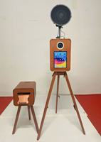 YPT Photomaton Rétro en Bois avec Écran Tactile, Télécommande, Compatible Wi-Fi/Bluetooth pour Appareil Photo Reflex/Smartphone/iPad/Appareil Photo, Service Libre-Service