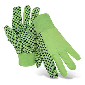 ถุงมือผ้าแคนวาสสีเขียวมีจุด PVC สีดำกันลื่นสายรัดข้อมือถักสำหรับผู้ชายใช้ในชีวิตประจำวันสินค้าออกใหม่ - Product Image 2